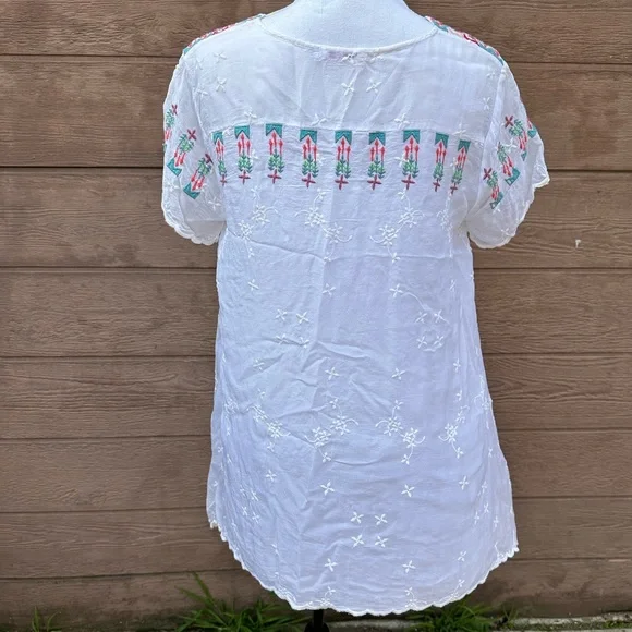 JOHNNY WAS embroidered asymmetrical top - Picture 2 of 7